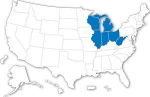 Map of States in Midwest District