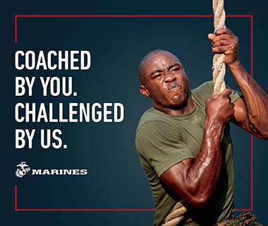 Advertisement United States Marine Corps Coached by You Challenged by Us